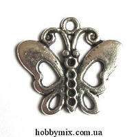 Метал. підвіска "метелик" срібло (5х2,2 см) 8 шт. в уп.