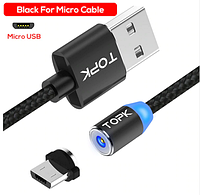 Магнитный кабель Tork Micro Usb светодиодный индикатор 2.1 A