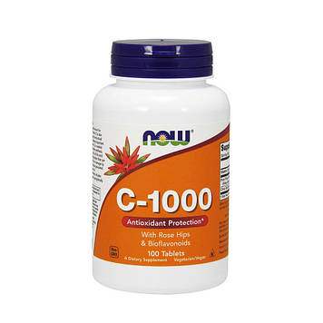 Вітамін С-1000 з шипшиною і біофлавоноїдами Now Foods C-1000 with rose hips & bioflavonoids (100 tab)