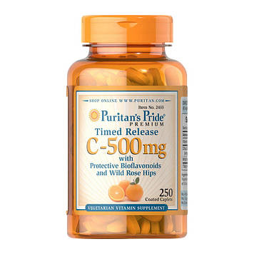 Vitamin C-500 mg with Rose Hips Time Release (100 caplets) Puritan's Pride