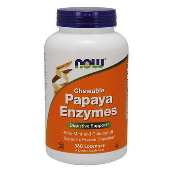 Жувальні ферменти папайї Now Foods Papaya Enzyme Chewable 360 lozenges