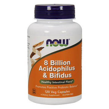 Пробіотики Ацидофілус і бифид 8 мільярдів Now Foods 8 Billion Acidophilus & Bifidus (120 veg caps)