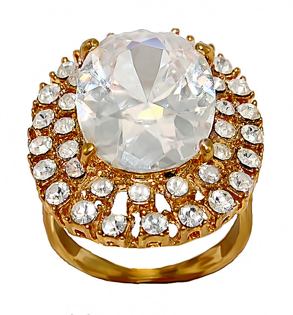 Каблучка Neoglory. Позолота. Камені: білий циркон. Є: 17р 18р 19р