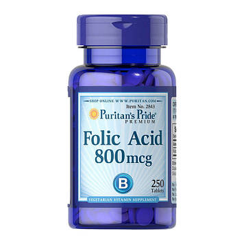 Фолієва кислота Folic Acid 800 mcg (250 tablet) Puritan's Pride