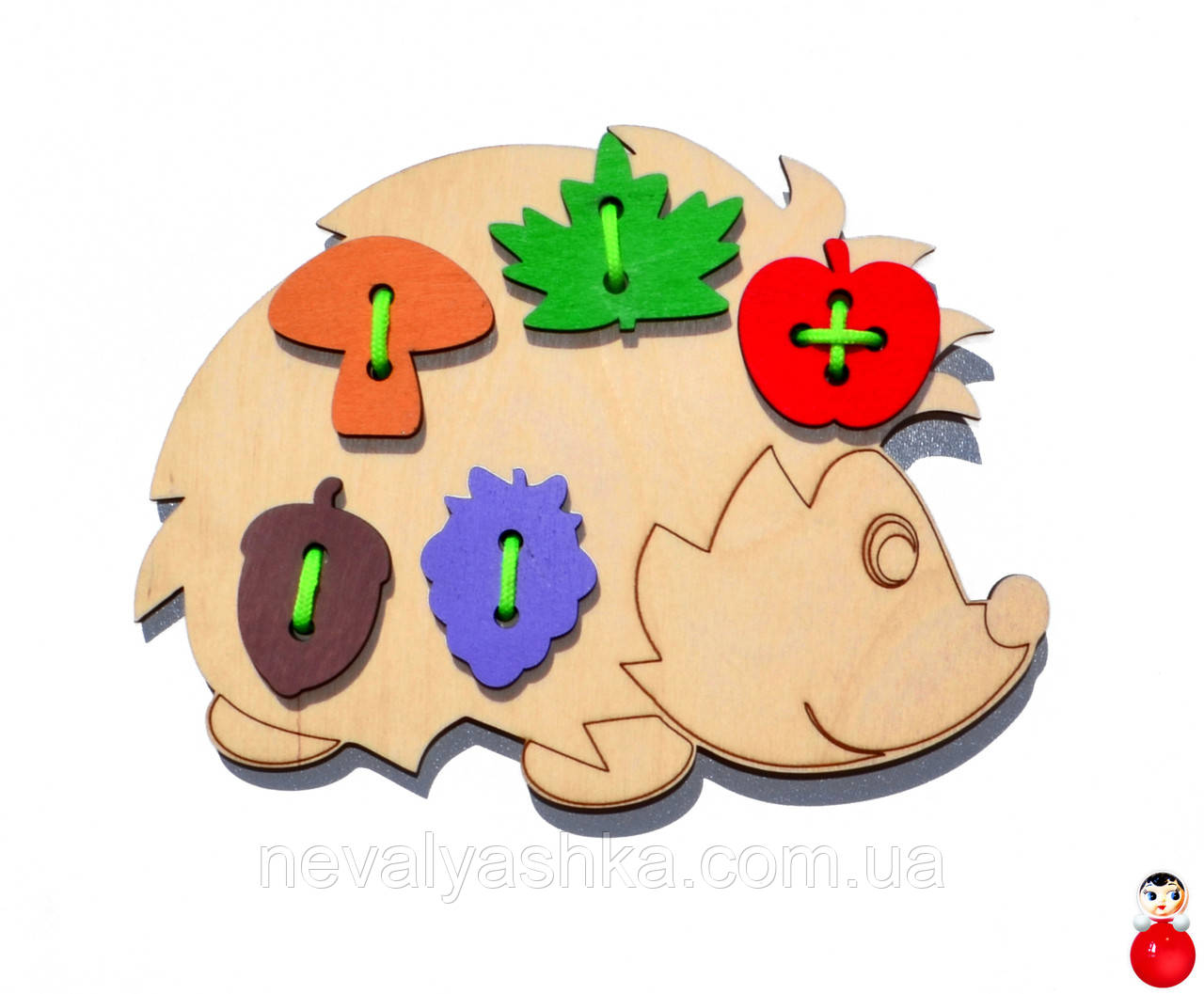 Дерев'яна іграшка-Шнурівка Їжачок 19 см Їжачок з фігурками шнурівка їжачок, MD 0494, 01119