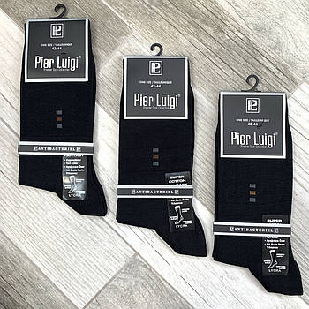 Шкарпетки чоловічі бавовна лайкра Pier Luigi, Туреччина, без шва, розмір 42-44, чорні, 02599