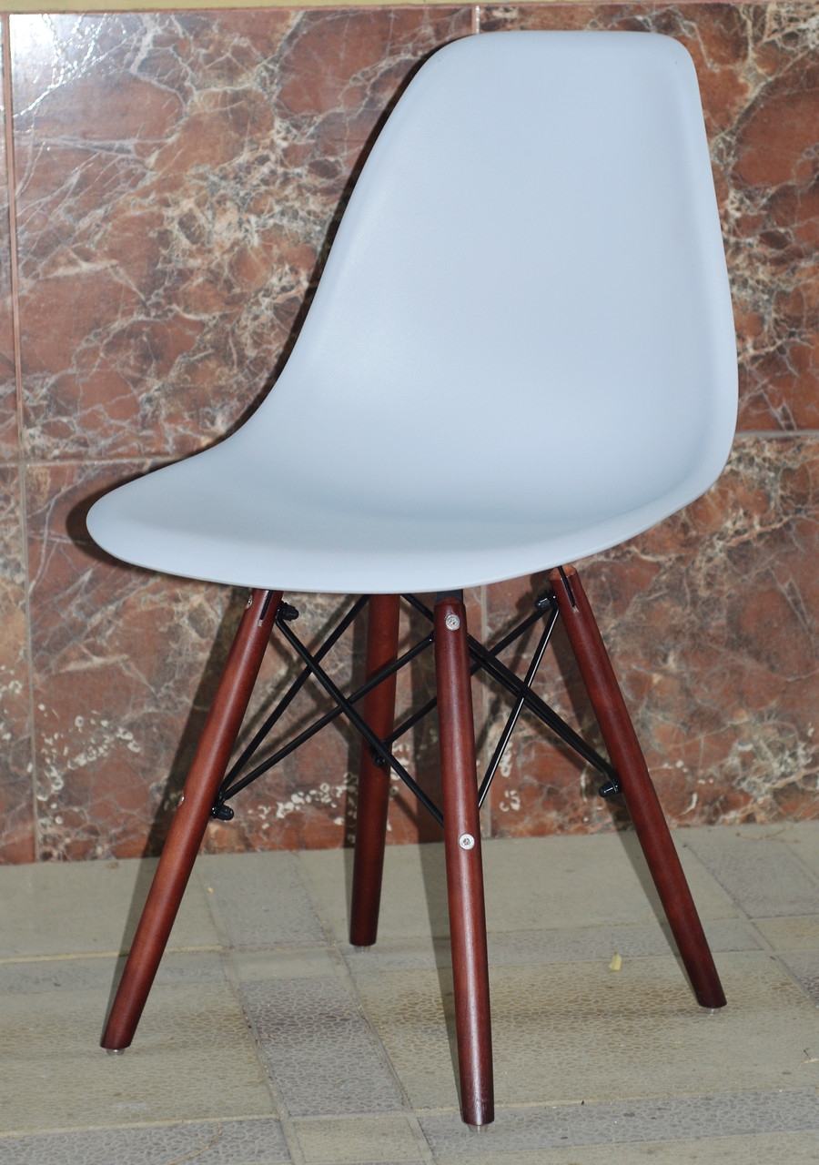 Стілець Nik Walnut Eames DSW сірий 35 на дерев'яних букових ніжках у кольорі горіх, код 8641, фото 1