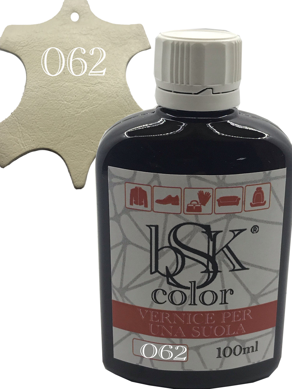 Фарба для гладкої шкіри "bsk-color" 100ml колір яєчна шкаралупа, фото 1