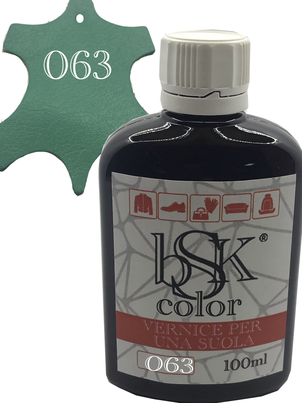 Фарба для гладкої шкіри "bsk-color" 100ml колір м'ята, фото 1