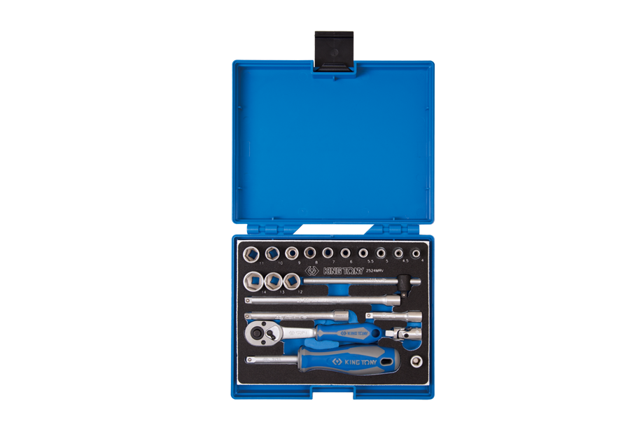 Набір торцевих головок з приладдям 1/4" ( шестигранні) 4-14 мм 21 пр. KING TONY 2524MRV (Тайвань), фото 1