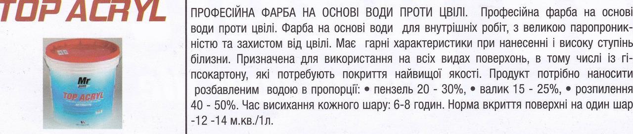 TopAcryl 14л - професійна економічна протигрибкова водна фарба