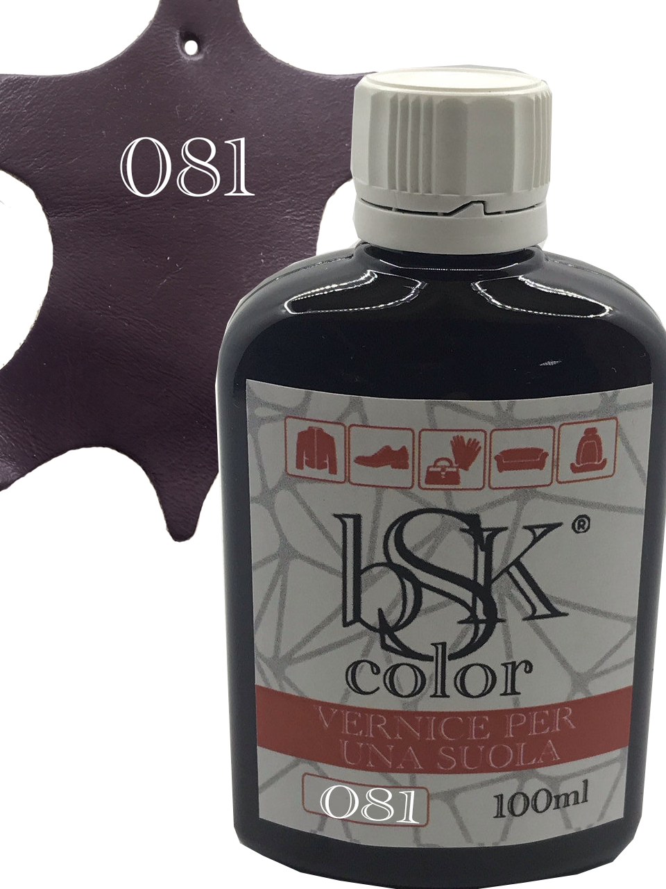 Фарба для гладкої шкіри "bsk-color" 100ml колір пурпурово-фіолетовий, фото 1