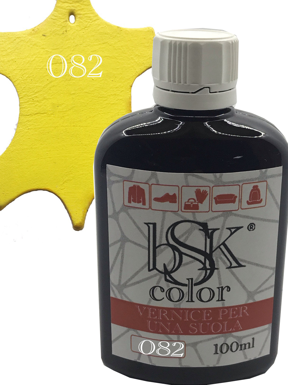 Фарба для гладкої шкіри "bsk-color" 100ml колір лимонний, фото 1