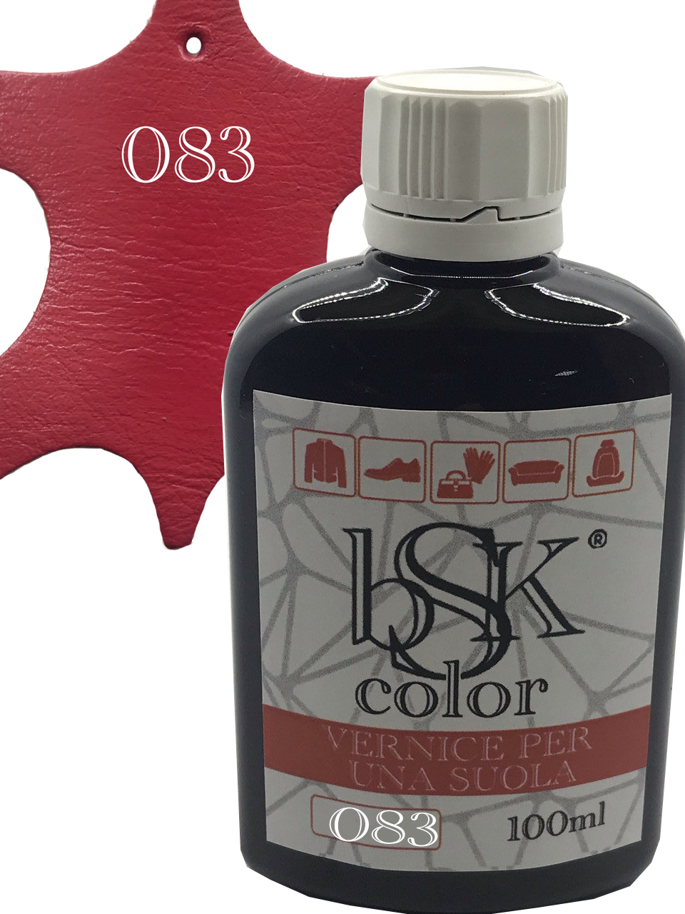 Фарба для гладкої шкіри "bsk-color" 100ml колір червона малина, фото 1
