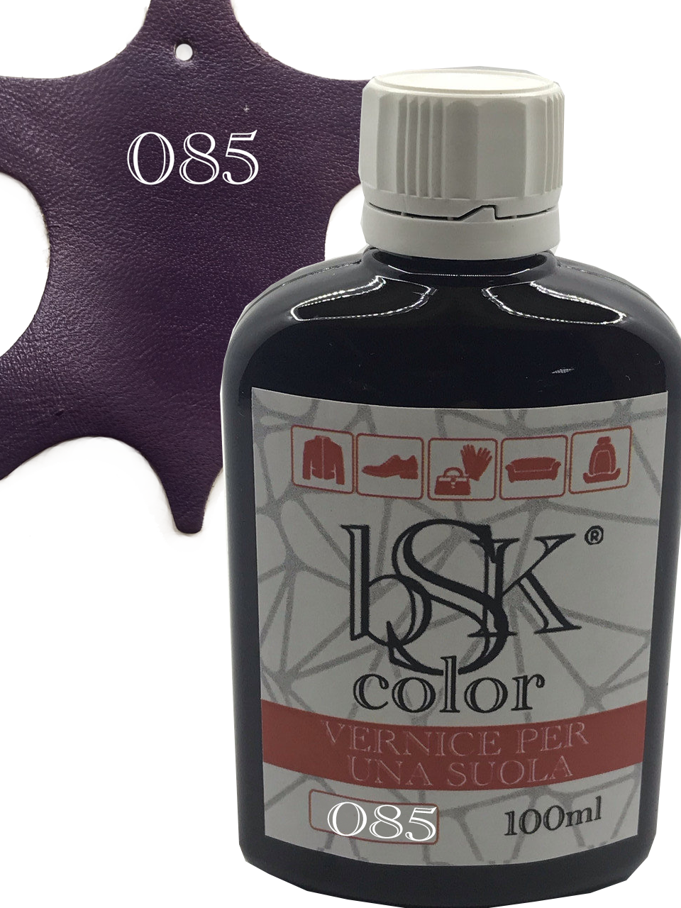 Фарба для гладкої шкіри "bsk-color" 100ml колір баклажан, фото 1