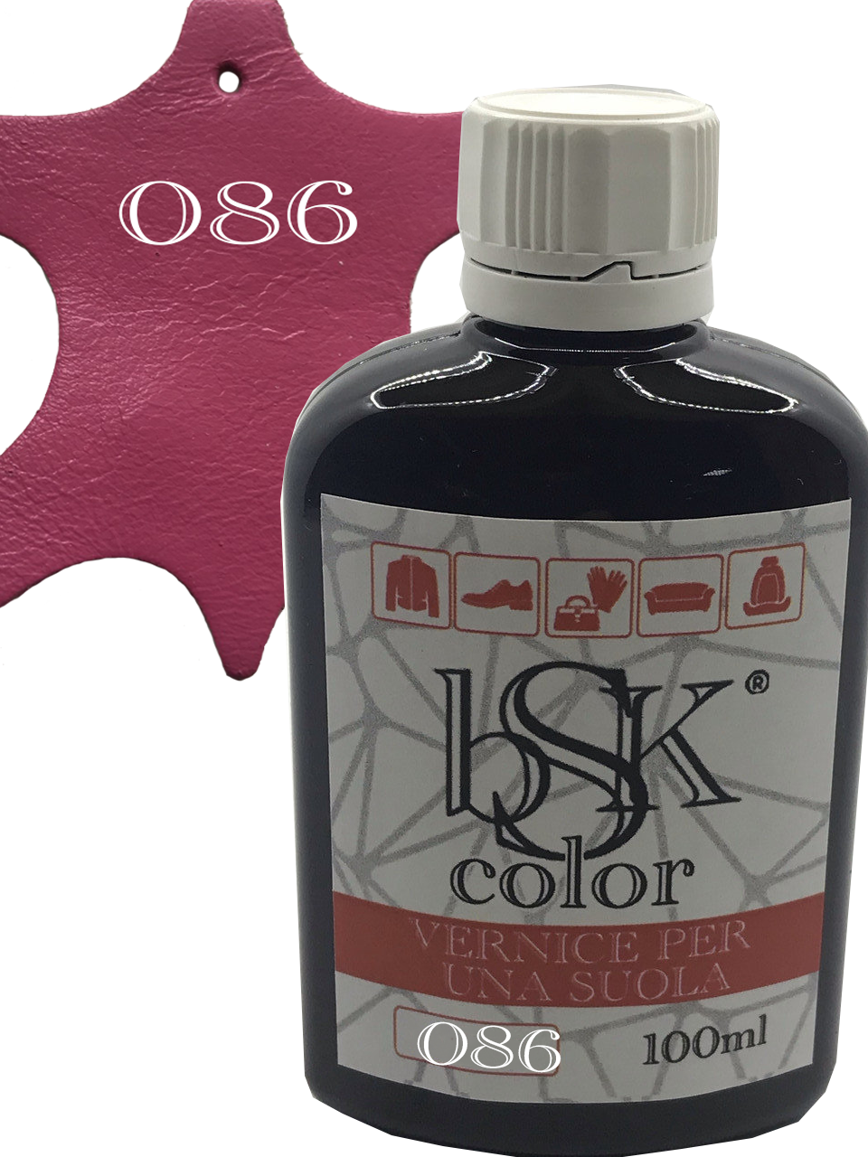 Фарба для гладкої шкіри "bsk-color" 100ml колір фуксія, фото 1