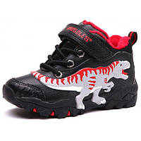 Дитячі демісезонні черевики, що світяться 3D, «Dinosoles» T-REX black
