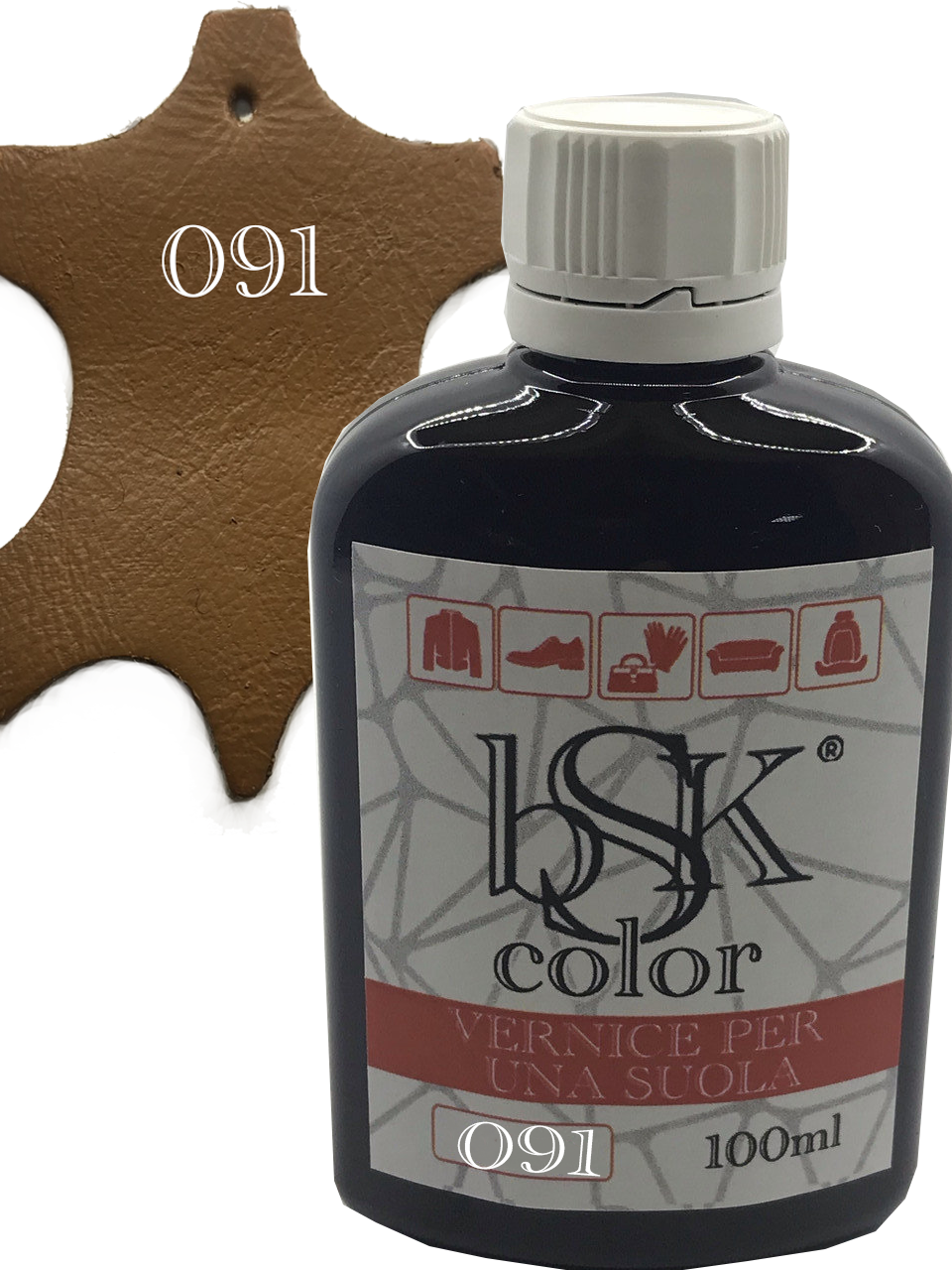 Фарба для гладкої шкіри "bsk-color" 100ml колір коричнева вохра, фото 1