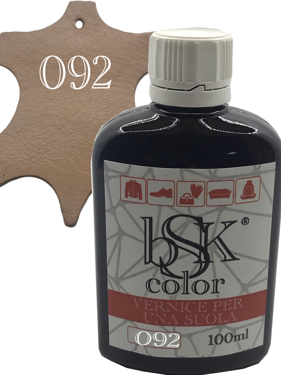 Фарба для гладкої шкіри "bsk-color" 100ml колір бежево-червоний, фото 1