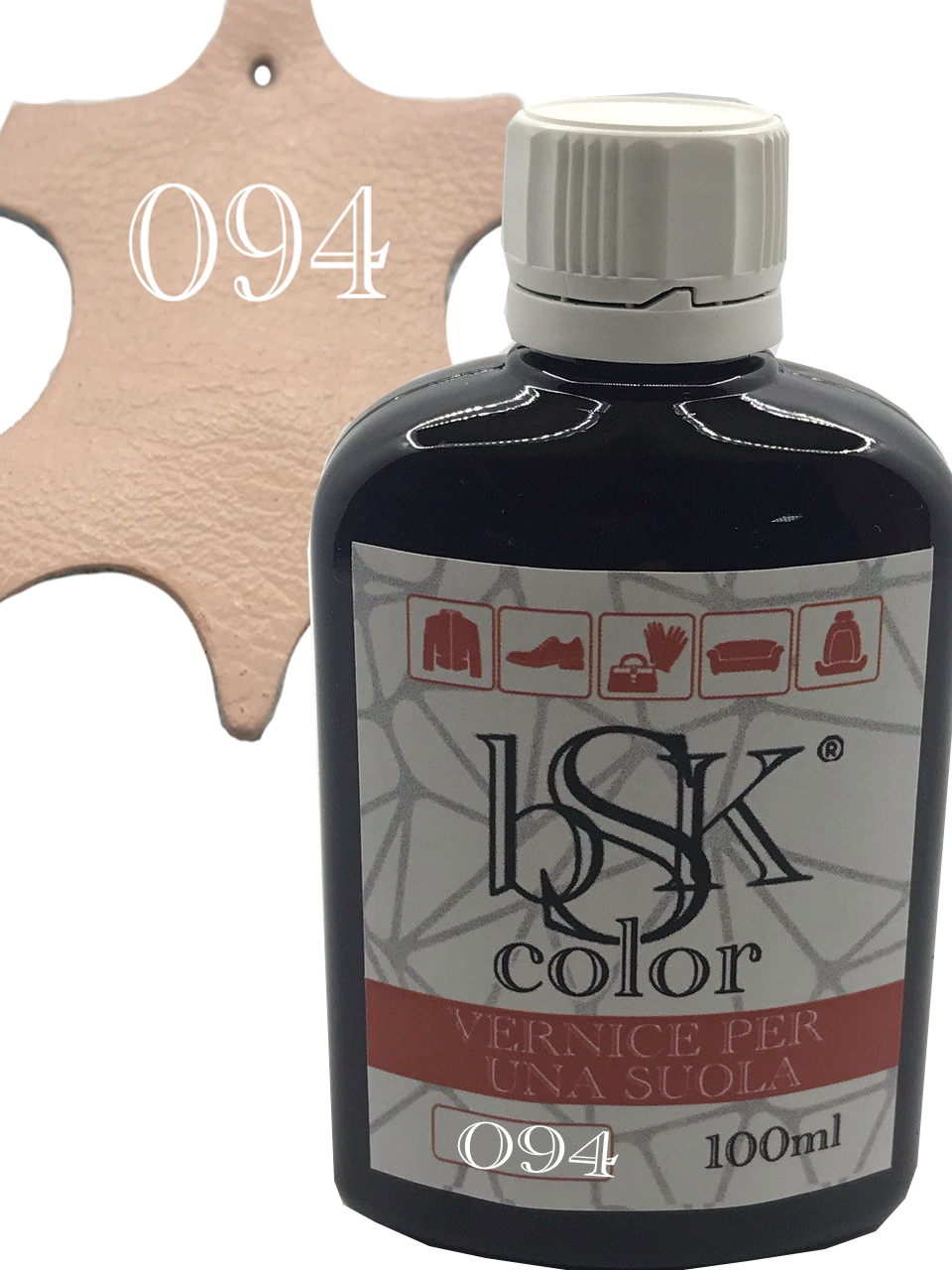 Фарба для гладкої шкіри "bsk-color" 100ml колір персик-рожевий, фото 1