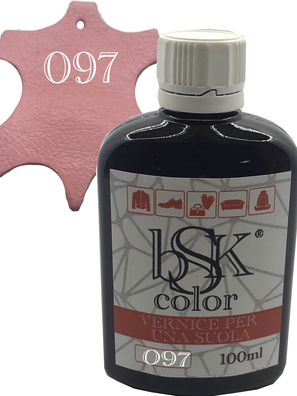 Фарба для гладкої шкіри "bsk-color" 100ml колір рожевий, фото 1