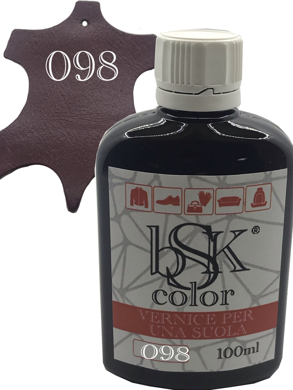Фарба для гладкої шкіри "bsk-color" 100ml колір бордово-коричневий, фото 1