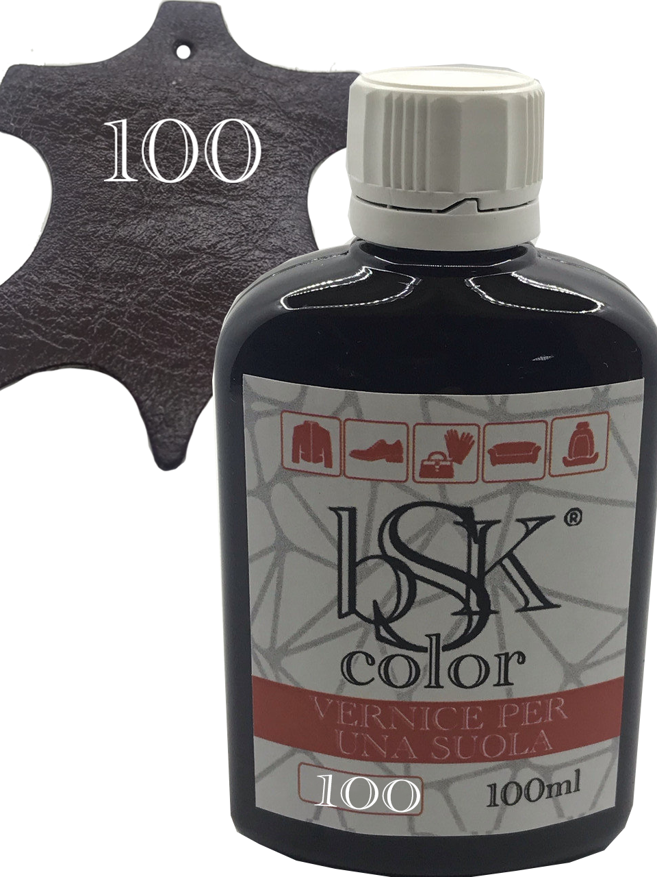 Фарба для гладкої шкіри "bsk-color" 100ml колір бургунді, фото 1