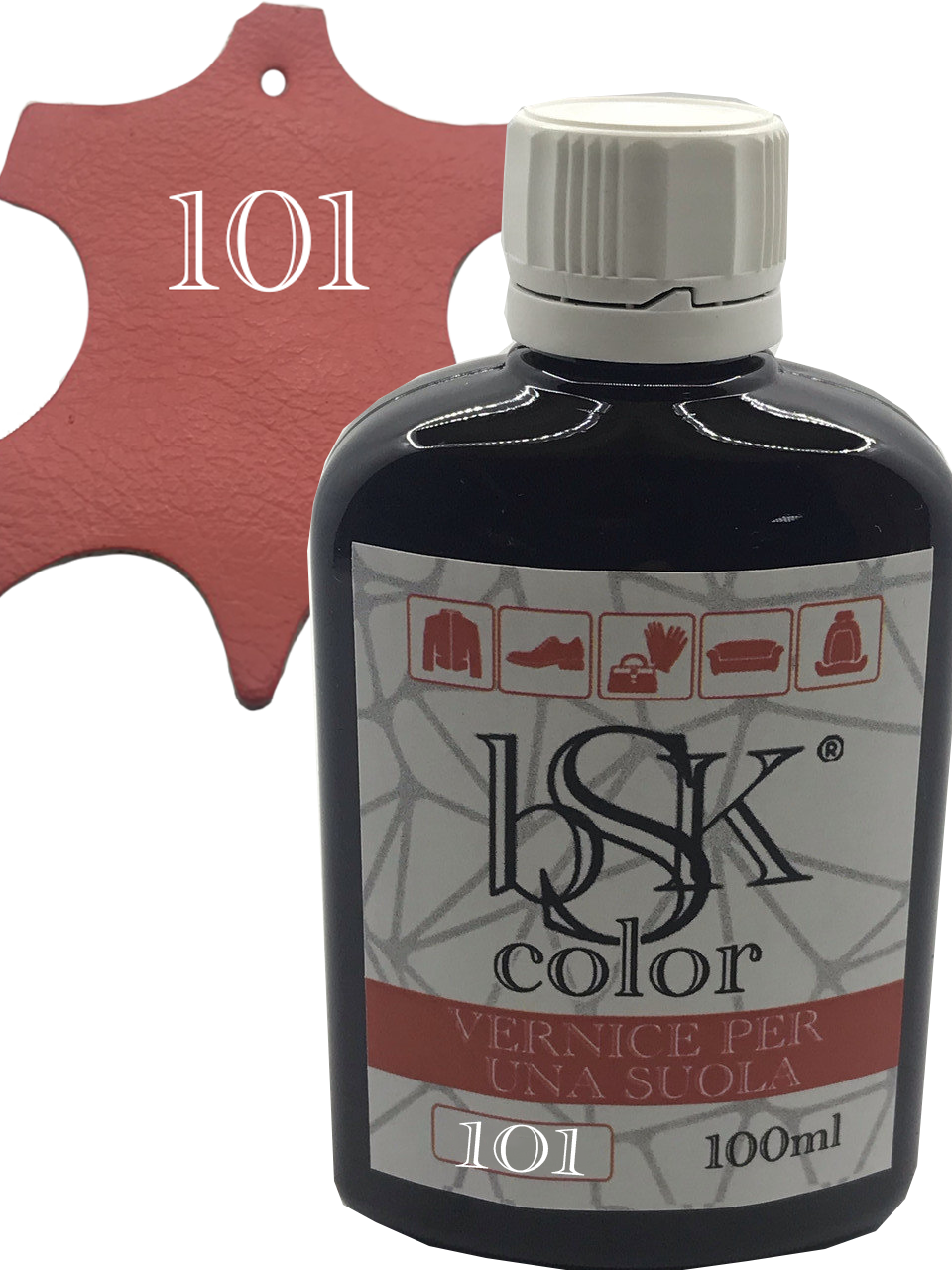 Фарба для гладкої шкіри "bsk-color" 100ml колір кораловий, фото 1