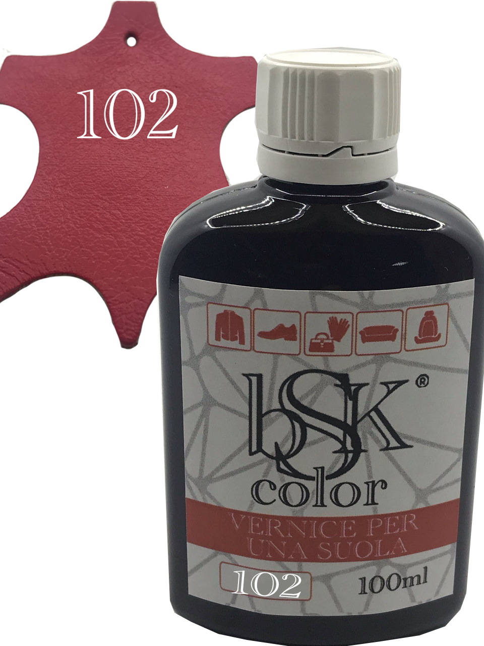 Фарба для гладкої шкіри "bsk-color" 100ml колір червоно-пурпурний, фото 1