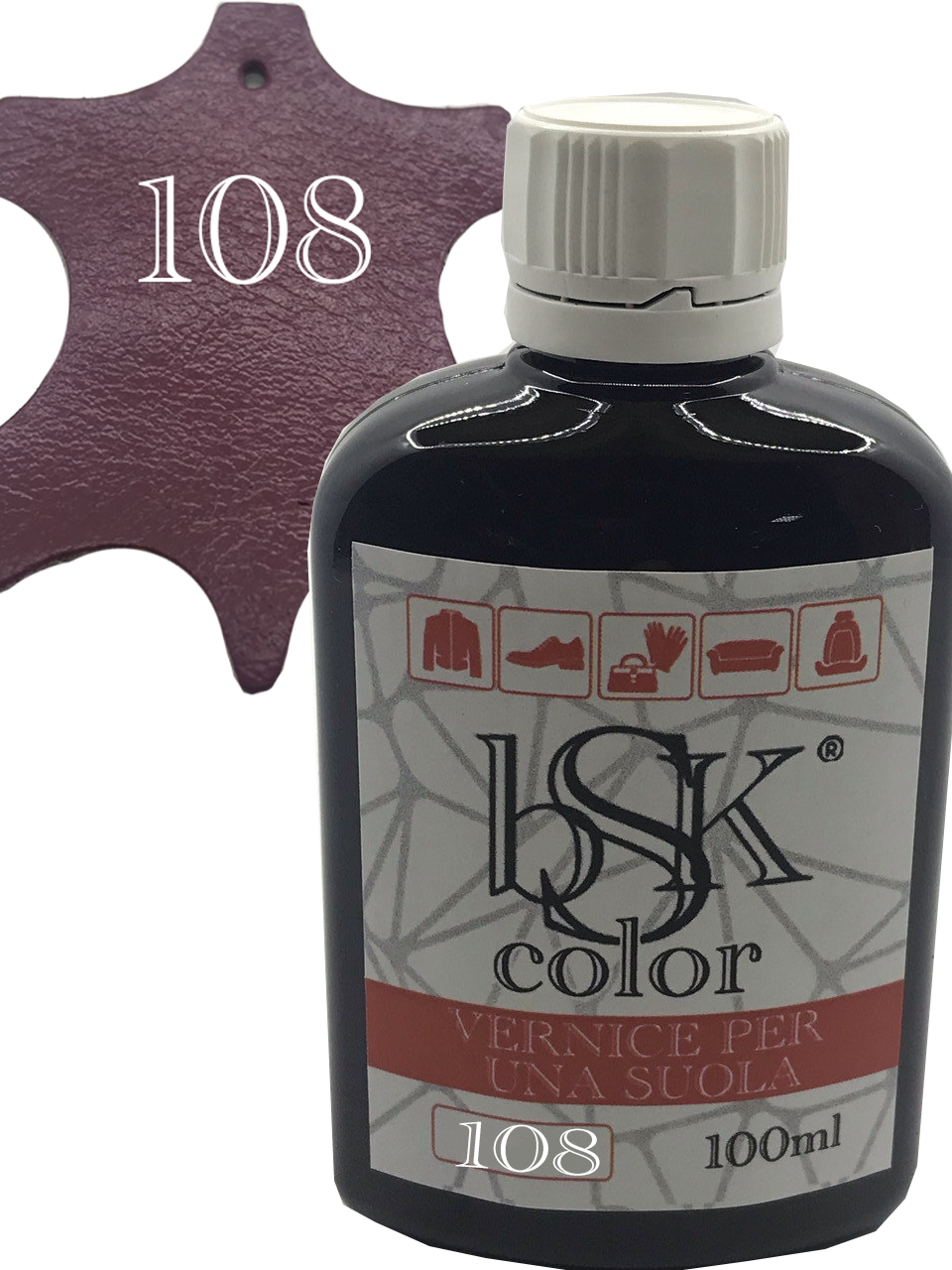 Фарба для гладкої шкіри "bsk-color" 100ml колір бордово-фіолетовий, фото 1