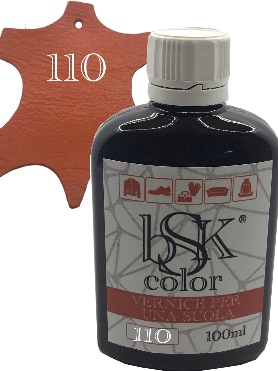 Фарба для гладкої шкіри "bsk-color" 100ml колір морквяний, фото 1