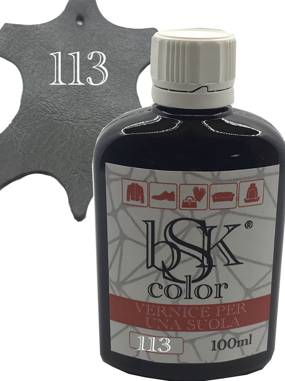 Фарба для гладкої шкіри "bsk-color" 100ml колір сірий цемент, фото 1
