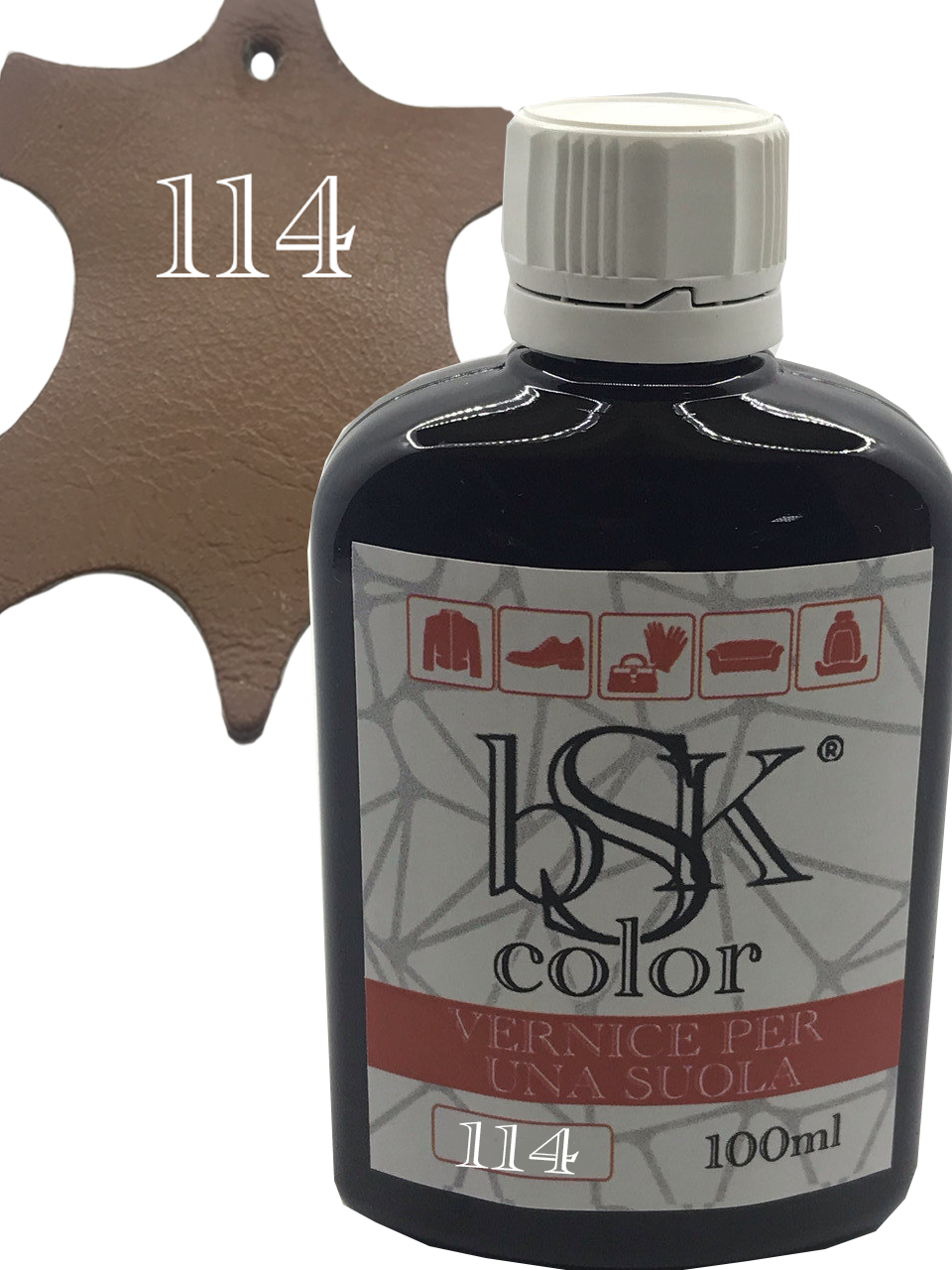 Фарба для гладкої шкіри "bsk-color" 100ml колір темна вохра, фото 1