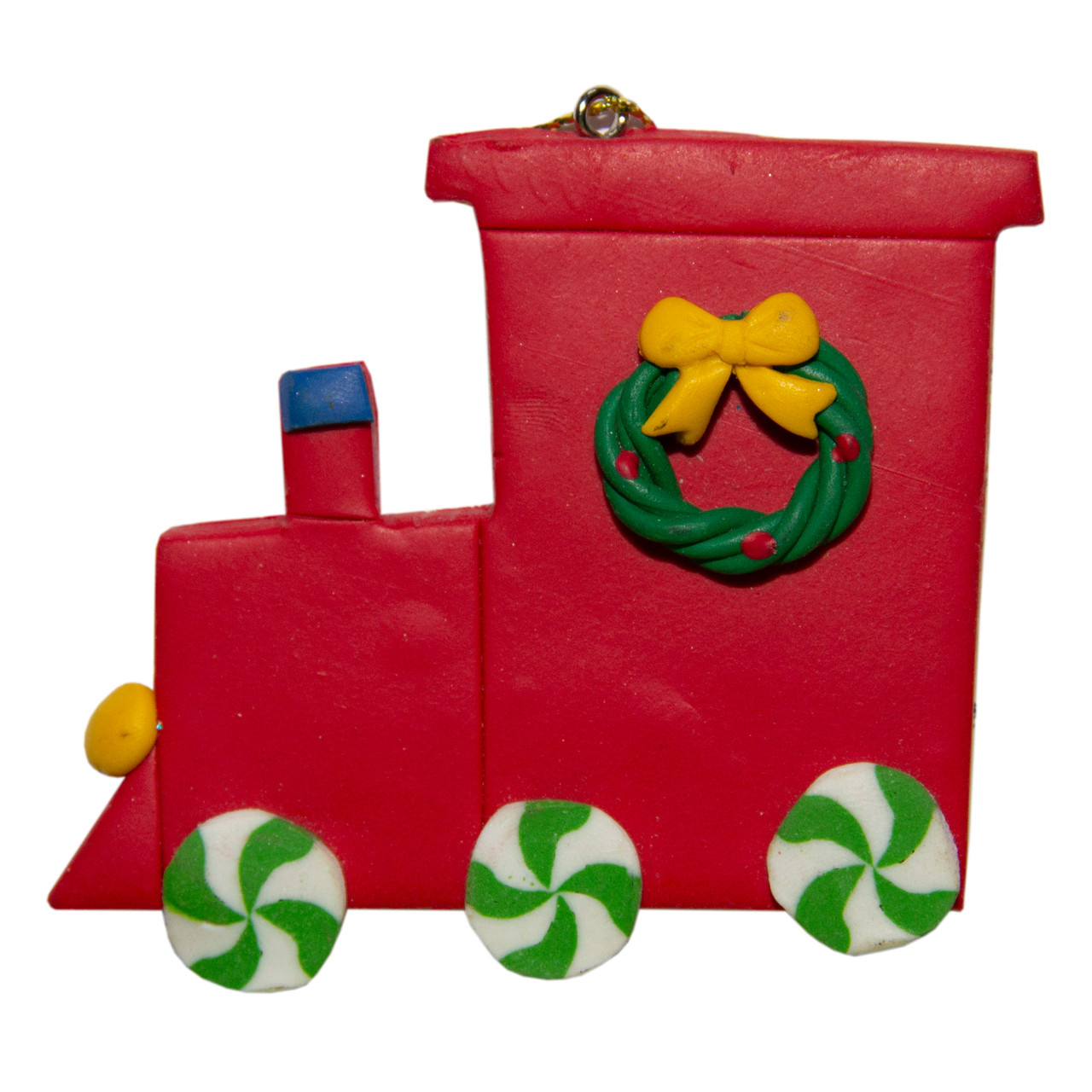 Новорічна ялинкова іграшка - фігурка Паровоз, 8 см, червоний, полістоун (000654-8), фото 1