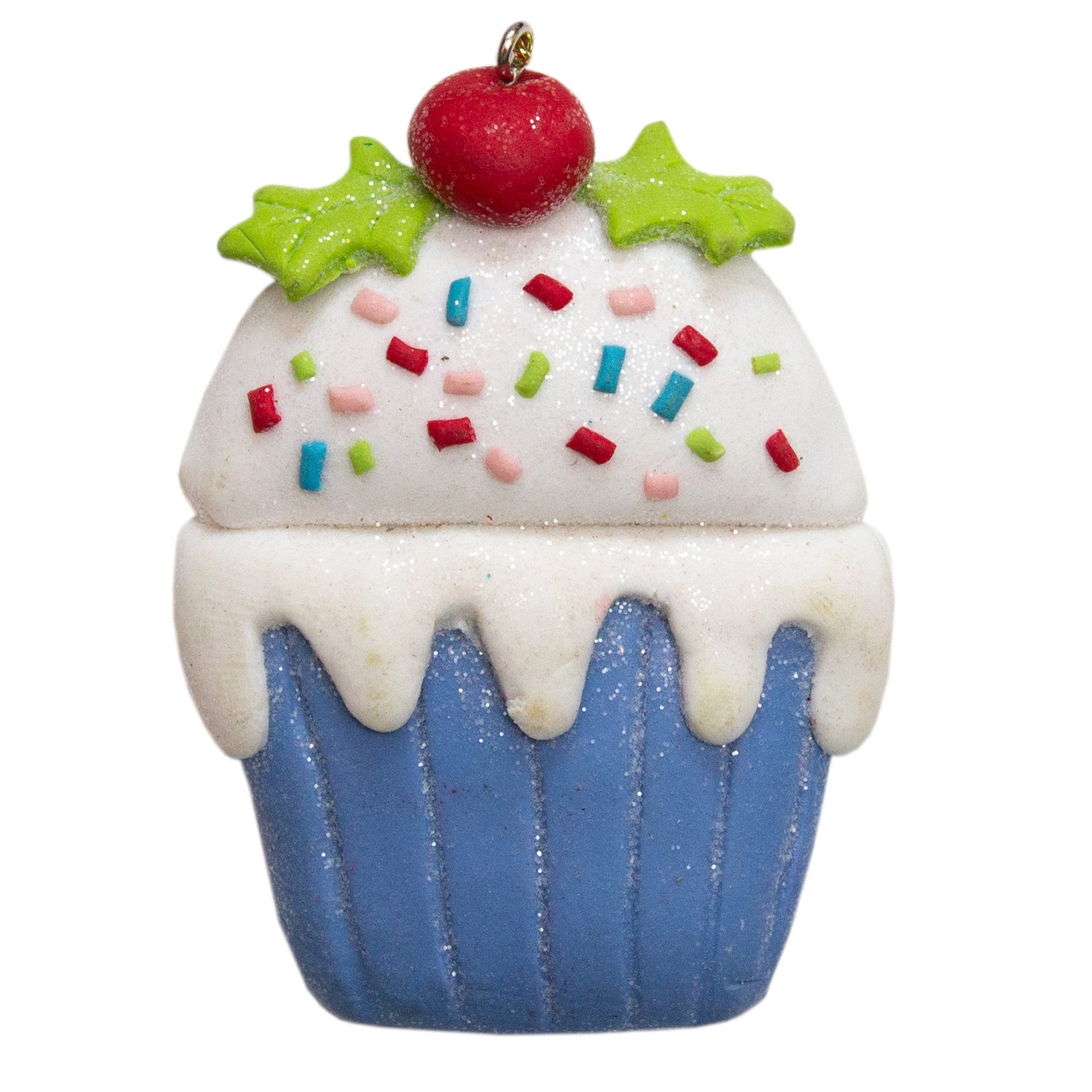 Новорічна ялинкова іграшка - фігурка Тістечко блакитне, 8 см, синій, полірезин (000661-12), фото 1