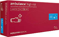 Перчатки латексные AMBULANCE HIGH RISK удлиненные повышенной прочности, размер M, 50 шт (25 пар)