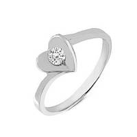 Золоте кільце серце з діамантом 0,15 каратів