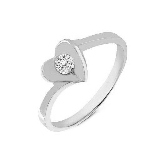 Золоте кільце серце з діамантом 0,15 каратів