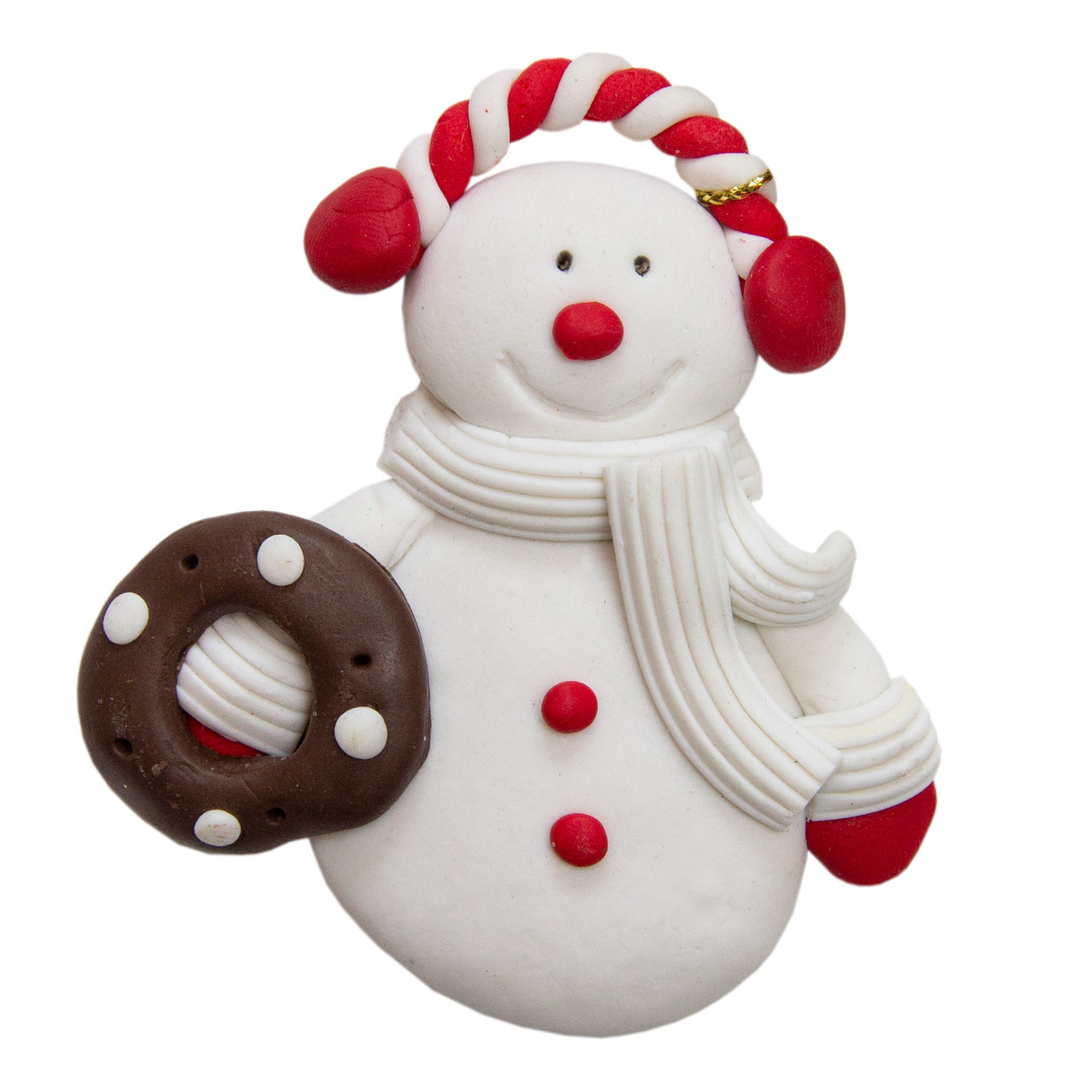 Ялинкова іграшка Сніговик, 8 см, білий, полірезин, декоративна новорічна фігурка (000661-4), фото 1