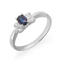 Золоте кільце з сапфіром і діамантами 0,03 карат