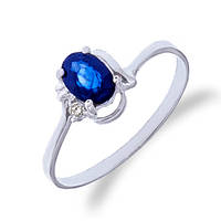 Золоте кільце з сапфіром і діамантом 0.02 карат