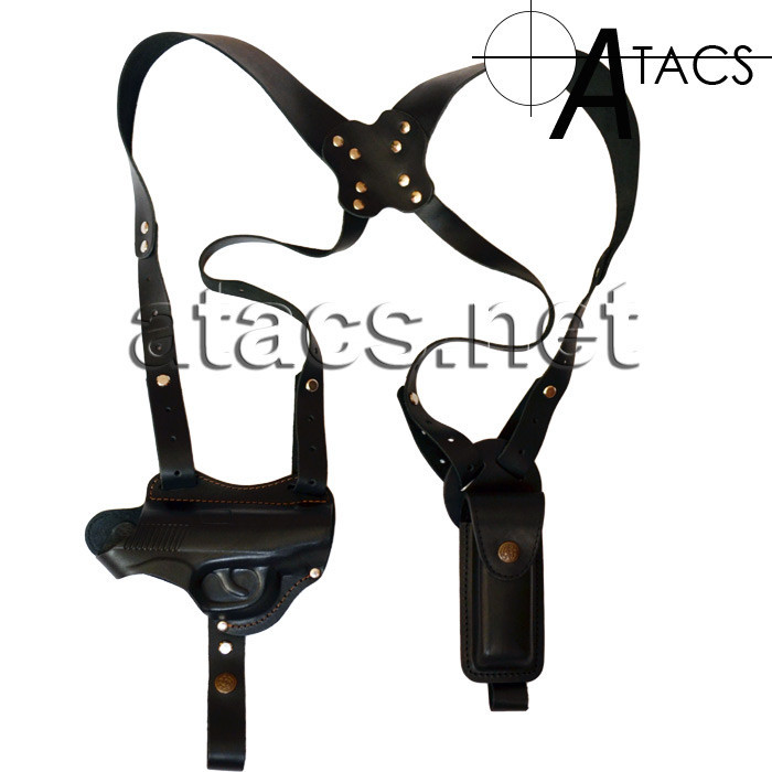 Оперативна шкіряна кобура для ПМ, двостороння з підсумком