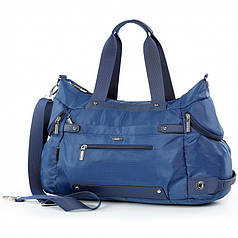 Спортивна сумка на плече синя надійна дорожня багажна велика Dolly 938 зовні три кишені