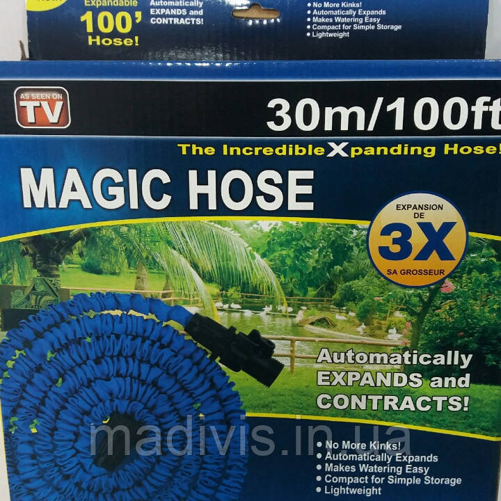 Шланг поливальний розтягувальний Magic Hose 30 м. з розпилювачем 7 режимів, фото 1