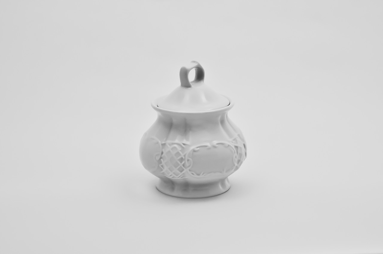 Цукорниця з білої порцеляни з візерунком 200 г., фото 1