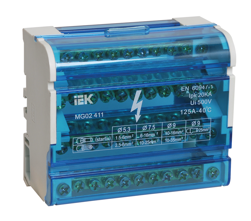 Шины на din-рейку в корпусе (кросс-модуль) шнк 4х11 3L+PEN, [ynd10-4-11 ...