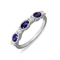 Золоте кільце з сапфіром і діамантами 0,10 каратів