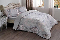 Комплект постільної білизни TAC сатин полуторний розмір простирадло на резинці Vales Pink