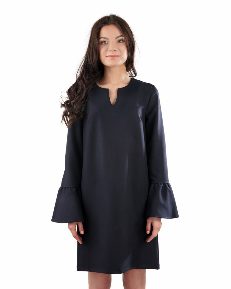 Черное осеннее платье прямого покроя (размеры S, M) - фото 1 - id-p998629813