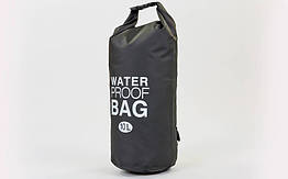 Водонепроникний гермомішок із плечовим ременем Waterproof Bag 6878 10 л Black